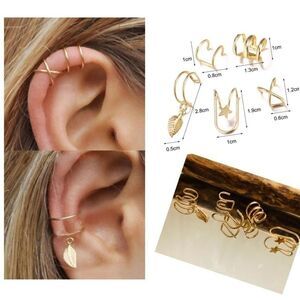 5⭐️RATED Boho Set of 5 Gold Earring Cuffs